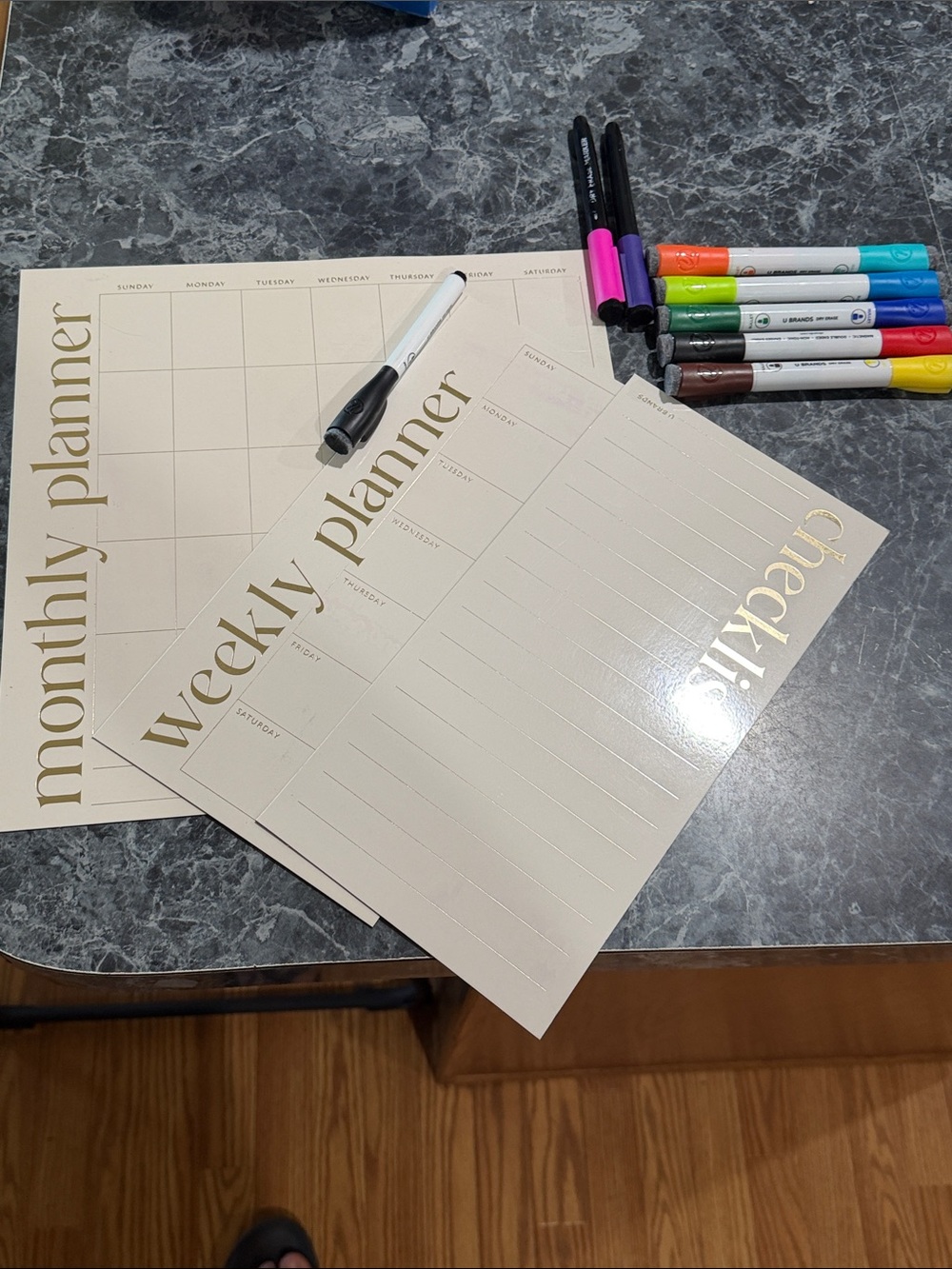 Magnetic Dry Erase Calendar, Checklist + ! Includes-Color Markers & Shopping!